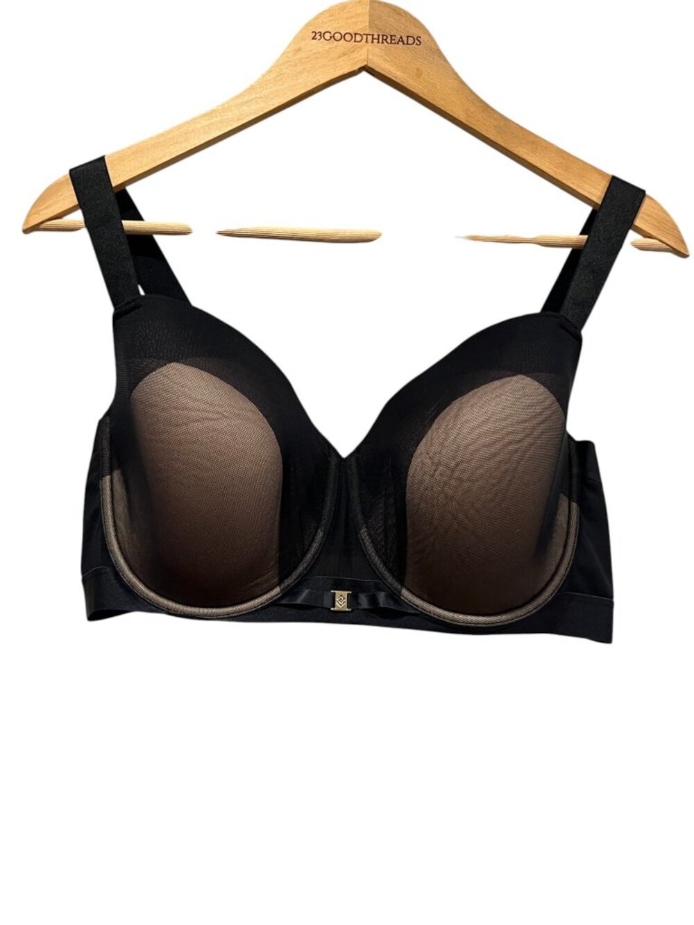 ThirdLove Ombre Mesh Demi Bra Black Sheer Panels, 42D